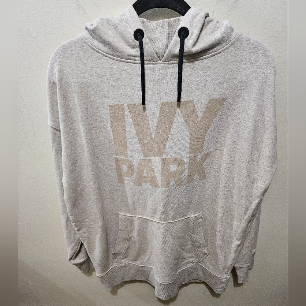 IVY PARK Beige Logo Hoodie with Black Drawstrings
